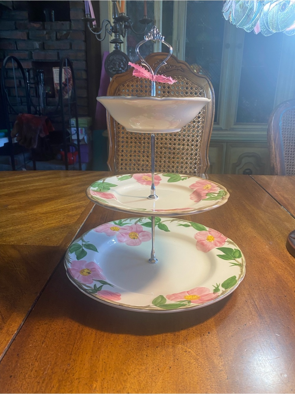 Franciscan Desert Rose Pink Floral Three-Tier Serving Stand